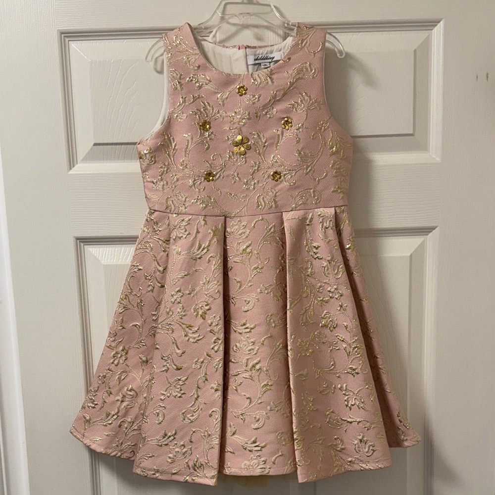 Elegant Pink and Gold Kids Formal Dress